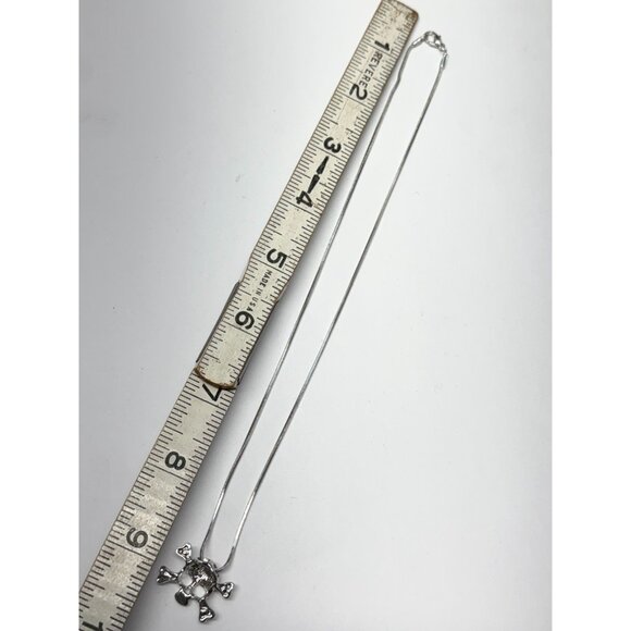 Vintage rhinestone skull and bone snake chain necklace - Picture 5 of 6